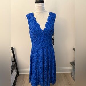 Vera Wang Royal Blue Lace Midi Dress BLOOMINGDALE EXCLUSIVE NWT